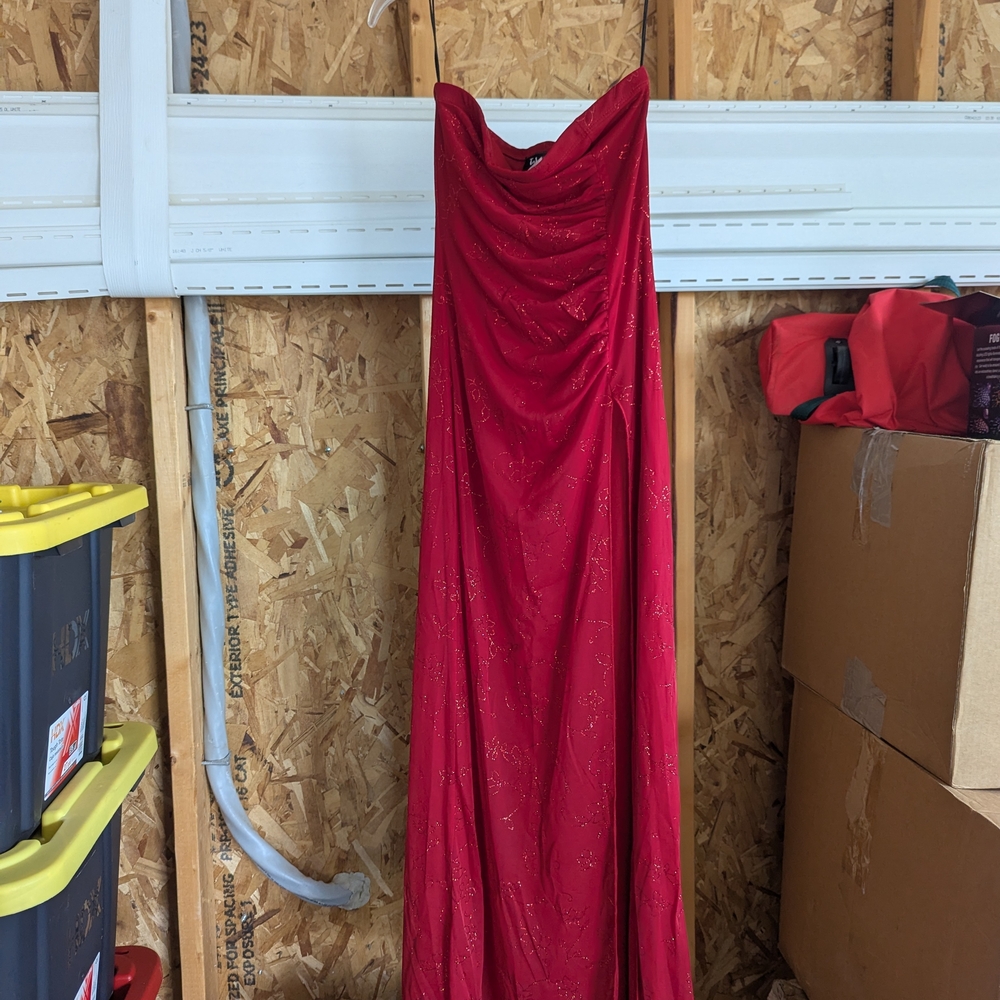 Taboo Elegant Red Gown with Glitter Accents